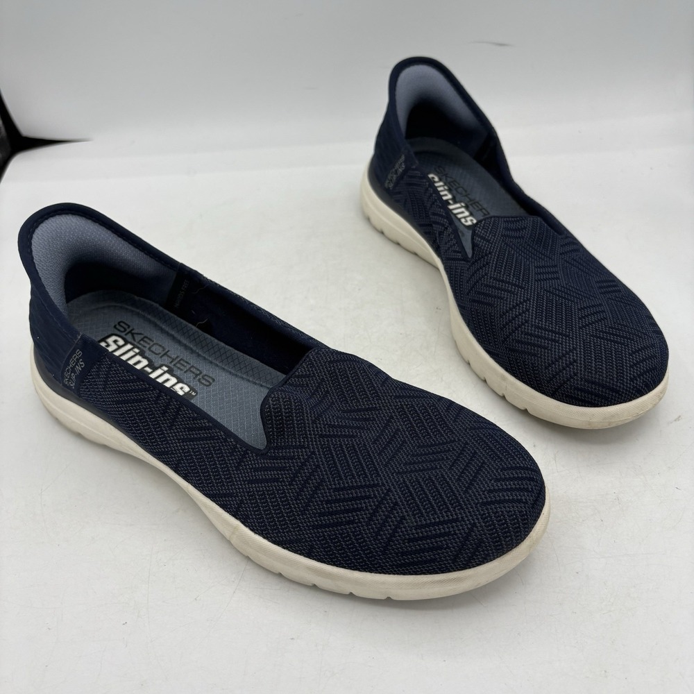 Skechers Slip Ins Shoes Womens Size 7.5 On The Go Flex Clover Navy Blue Walk